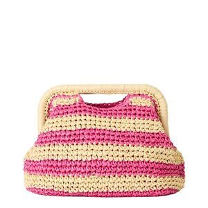 Btb Los Angeles Torino Straw Clutch, Brown